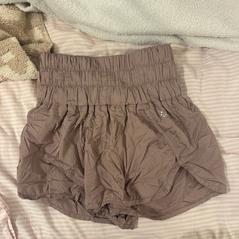 FP Movement Tan Athletic Shorts High-Waisted Elastic